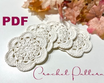 Fast, Fun & Easy! Floral Motif Crochet Coaster PDF Pattern (USA)
