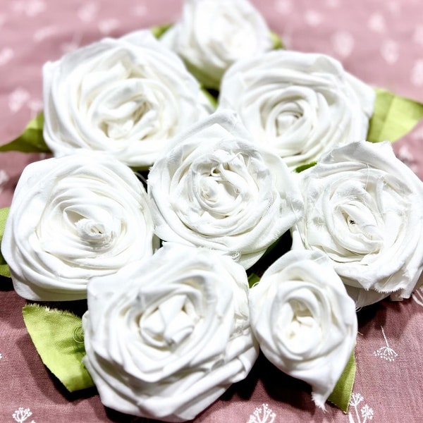 White Rag Roses for Rag Bows Wreaths Decoration