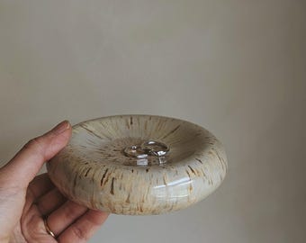 Multi functional speckled ceramic dish plate for food and trinkets / pottery wall decoration.