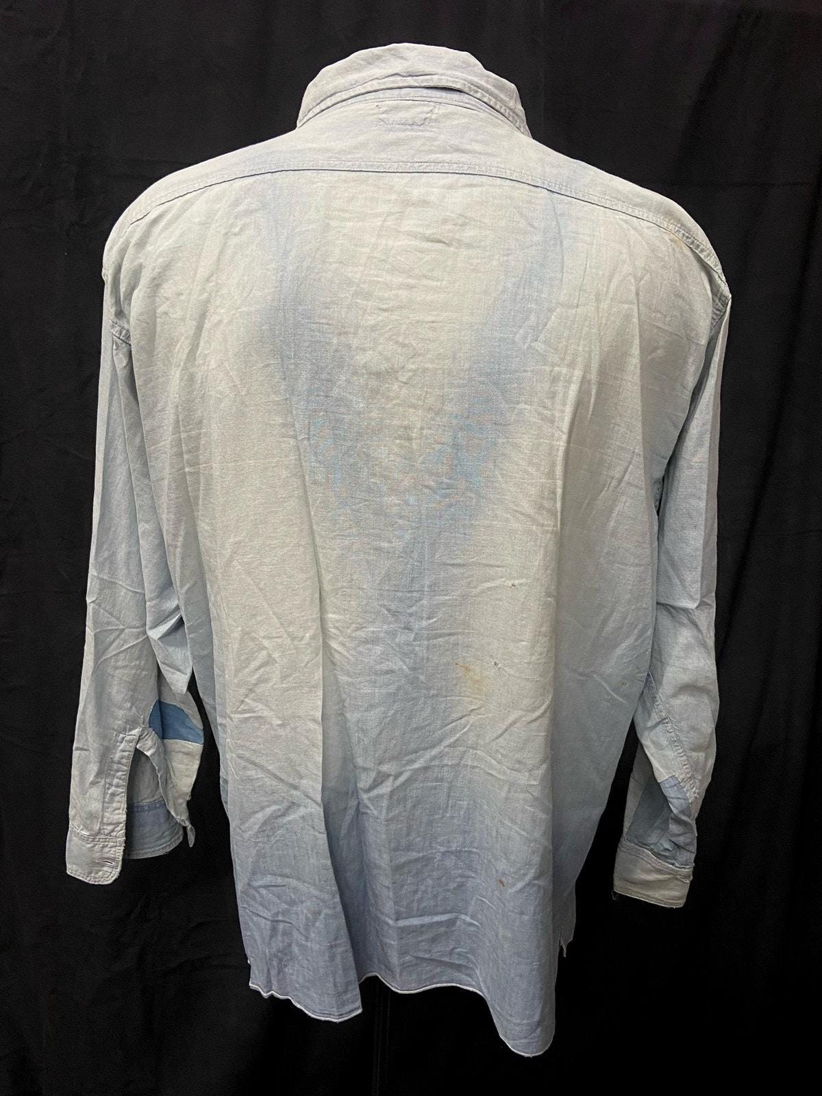 40s Blue Chambray Work Shirt Original Repairs - Etsy