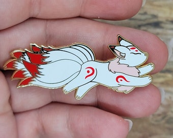 Classic Kitsune Enamel Pin ~ ninetailed fox ~ super cute!