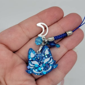 Red, White and Blue Kitsune handmade OOAK Resin Charm Very Cute Accessory E