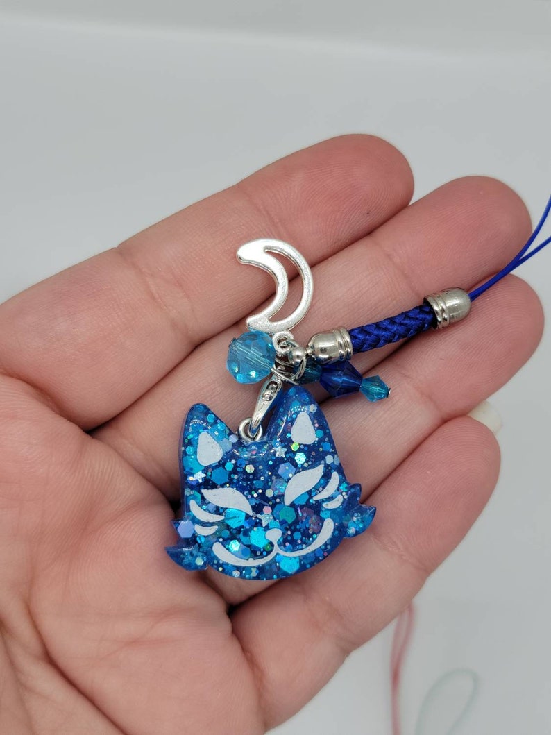 Red, White and Blue Kitsune handmade OOAK Resin Charm Very Cute Accessory E