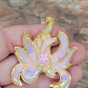 Flower Kitsune ~ handmade OOAK Resin Keychain ~ Very Cute Accessory