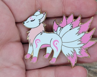 Sakura Kitsune Enamel Pin ~ ninetailed fox ~ super cute!