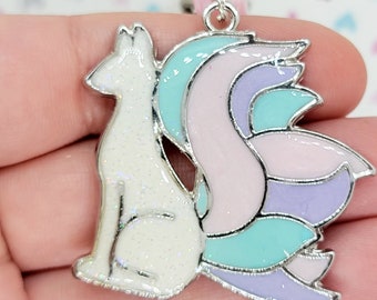 Pastel Kitsune ~ handmade OOAK Resin Keychain ~ Very Cute Accessory