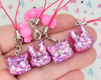 Magenta Kawaii Animal charm ~ handmade OOAK Resin Charm ~ Very Cute Accessory