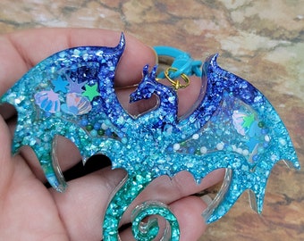 Sea shell Dragon ~ handmade OOAK Resin Keychain ~ Very Cute Accessory