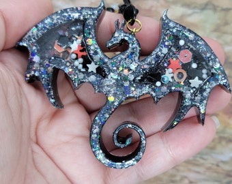 Midnight Dragon ~ handmade OOAK Resin Keychain ~ Very Cute Accessory