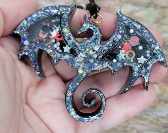 Midnight Dragon ~ handmade OOAK Resin Keychain ~ Very Cute Accessory