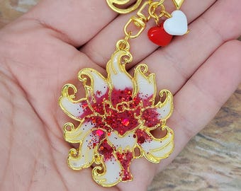 Red and White Kitsune ~ handmade OOAK Resin Keychain ~ Very Cute Accessory