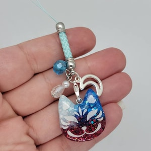Red, White and Blue Kitsune handmade OOAK Resin Charm Very Cute Accessory A