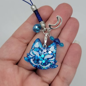 Red, White and Blue Kitsune handmade OOAK Resin Charm Very Cute Accessory D