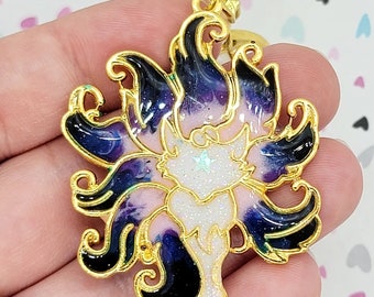 Galaxy Kitsune Keychain  ~ handmade OOAK Resin Keychain ~ Very Cute Accessory