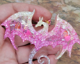 Sea shell Dragon ~ handmade OOAK Resin Keychain ~ Very Cute Accessory