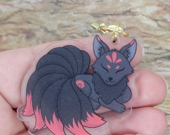 Darkness Kitsune ~ acrylic keychain ~ Super cute accessory