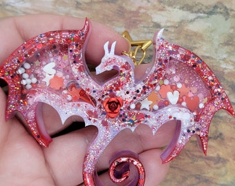 Rose Purple Dragon ~ handmade OOAK Resin Keychain ~ Very Cute Accessory