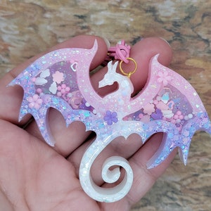 Pink,Purple and white dragon ~ handmade OOAK Resin Keychain ~ Very Cute Accessory
