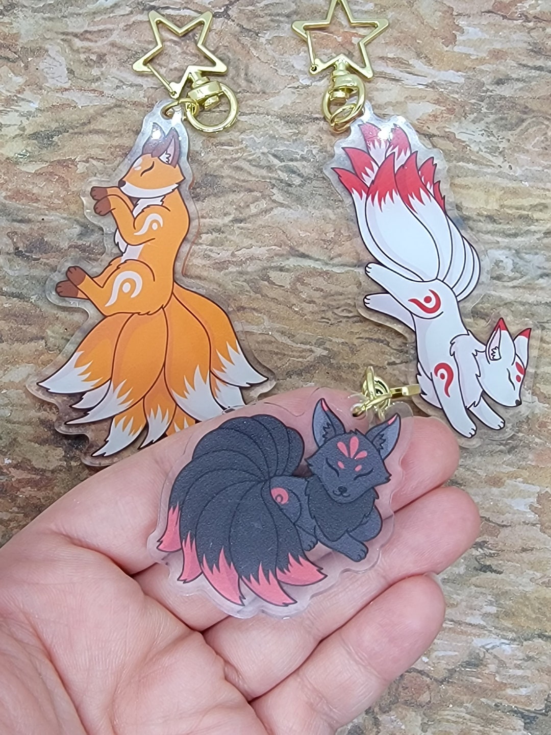 Kitsune ~ Acrylic Keychain ~ Super Cute Accessory - Etsy