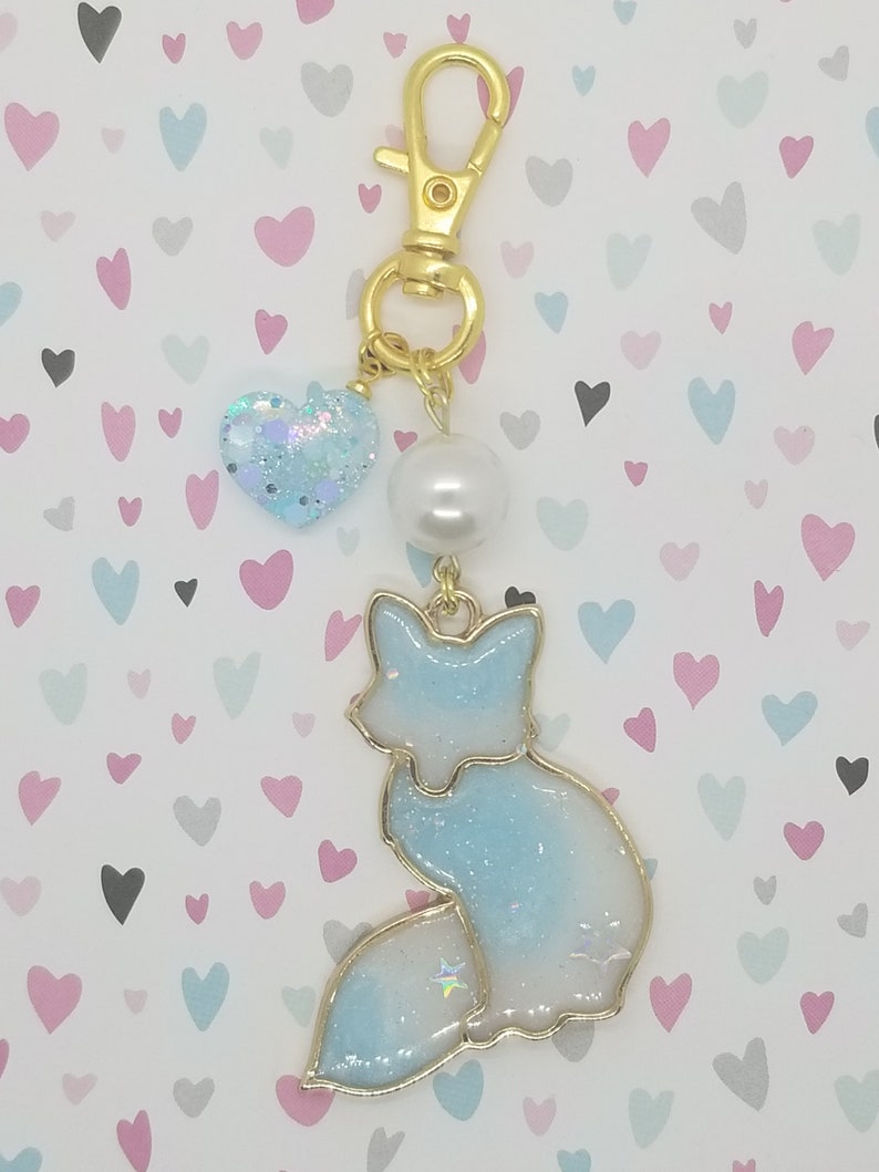 Kitsune ~ handmade OOAK Resin Keychain ~ Very Cute Accessory