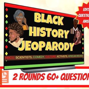 Two Round Black History Jeoparody Digital Game | Juneteenth Party Idea | Black History Trivia Game PowerPoint