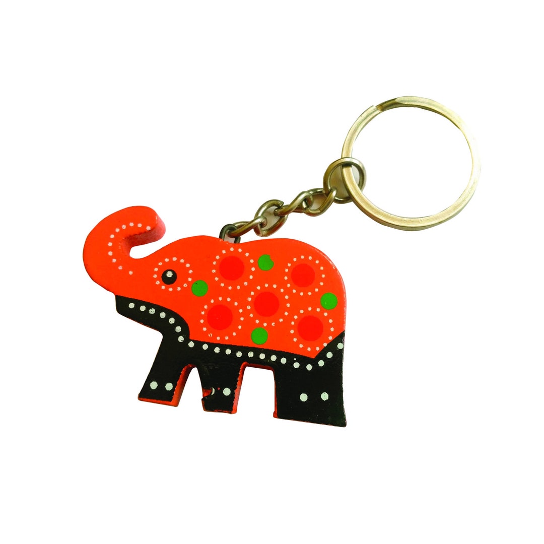 Wooden Handmade From Ceylon Elephant Keytag With Key Chain Etsy