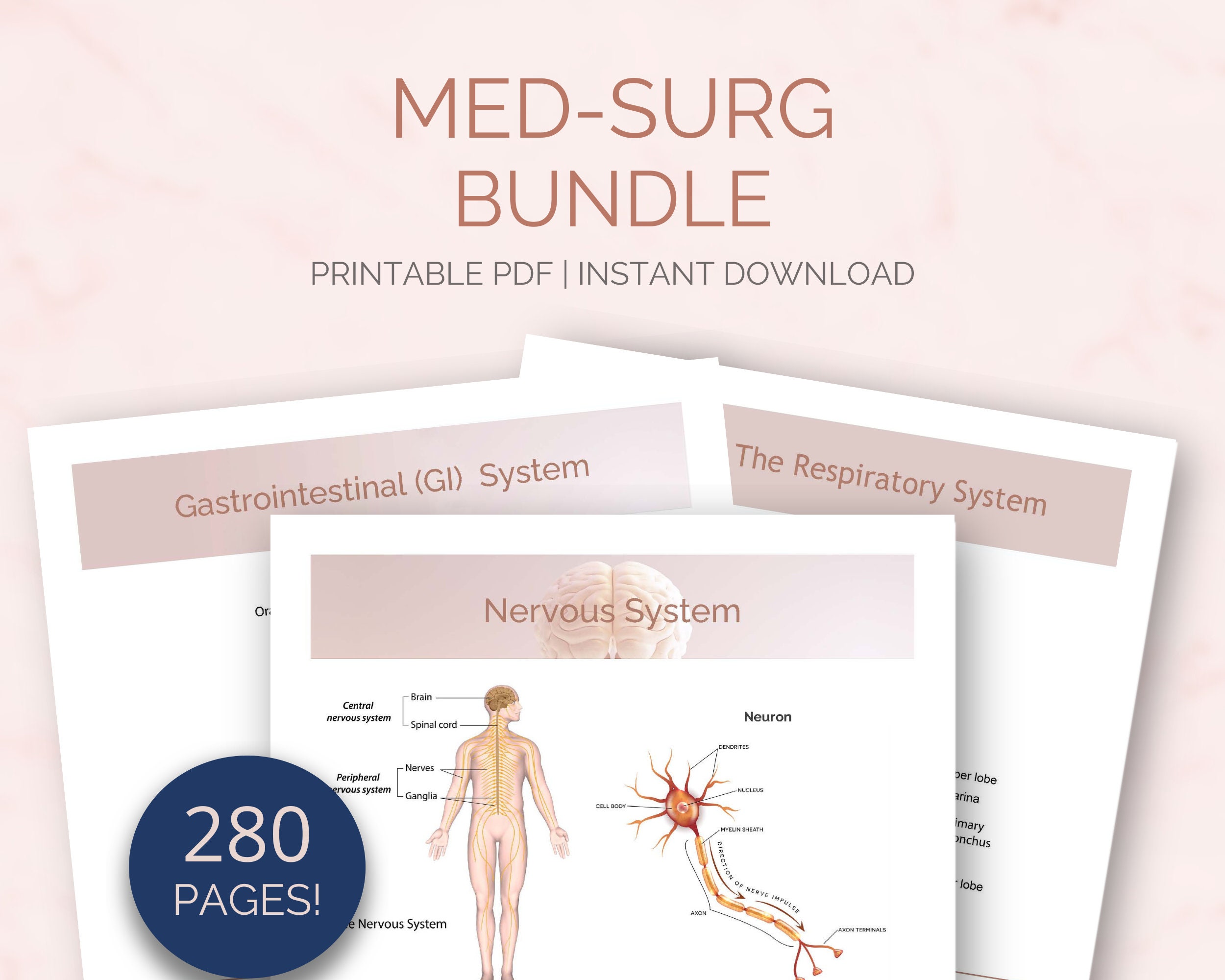 Med Surg Study Guide Bundle Nursing Notes | 280 Pages Ekgs Ecgs, Shock ...