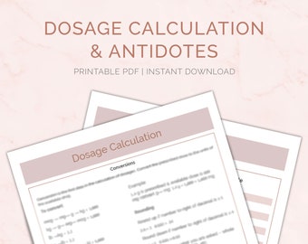 Dosage Calculation | Antidotes | Pharmacology Nurse Notes | Conversions | Rounding | Equivalents | IV Flow Rate | More! | Digital Notes |