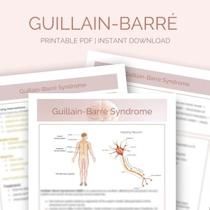 Guillain-Barré Syndrome (GBS) | Nursing Study Notes | Student Study Guide | 3 pages | Med Surg | Neurological Disorder | Digital Download
