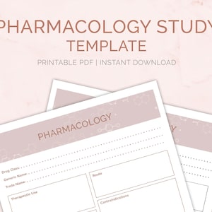 Modello di studio di farmacologia infermieristica / Organizzatore grafico della mappa mentale / Note infermieristiche / PDF / Download digitale / Ritratto / Versioni a due colori