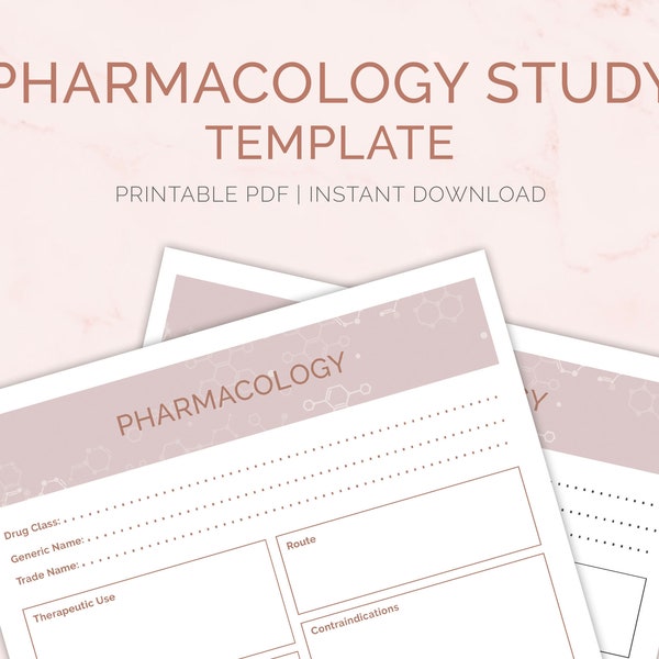 Nursing Pharmacology Study Template | Mind-Map Graphic Organizer | Nursing Notes | PDF | Digital Download | Portrait | Two Color Versions