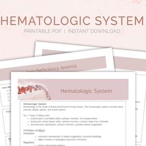 Hematologic Disorders Nursing Notes | Student Study Guides | Anemia | Thrombocytopenia | More! | 6 Pages | Digital Download | PDF