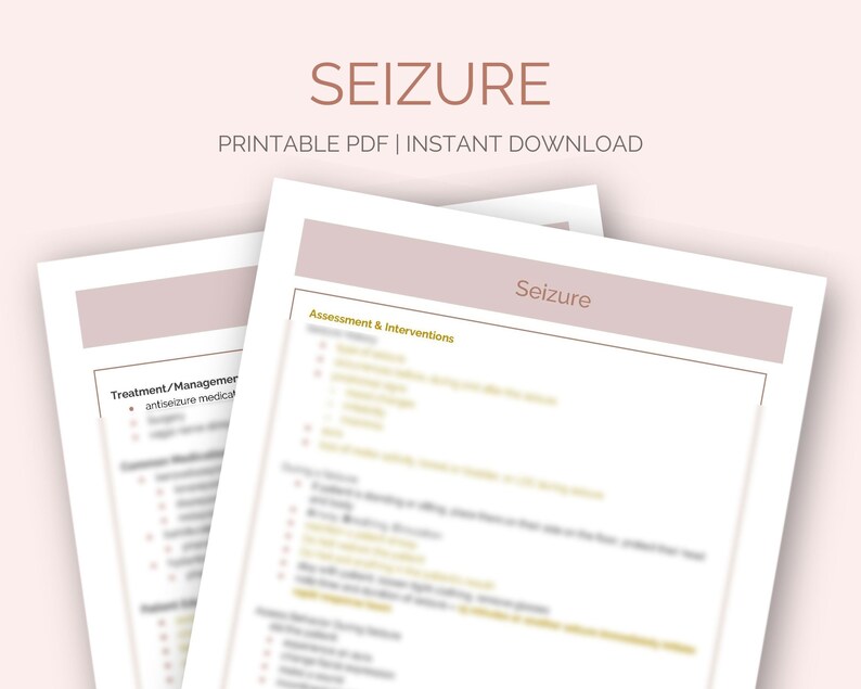 Seizure Nursing Study Guide: Med Surg Notes (digital Download) - Etsy