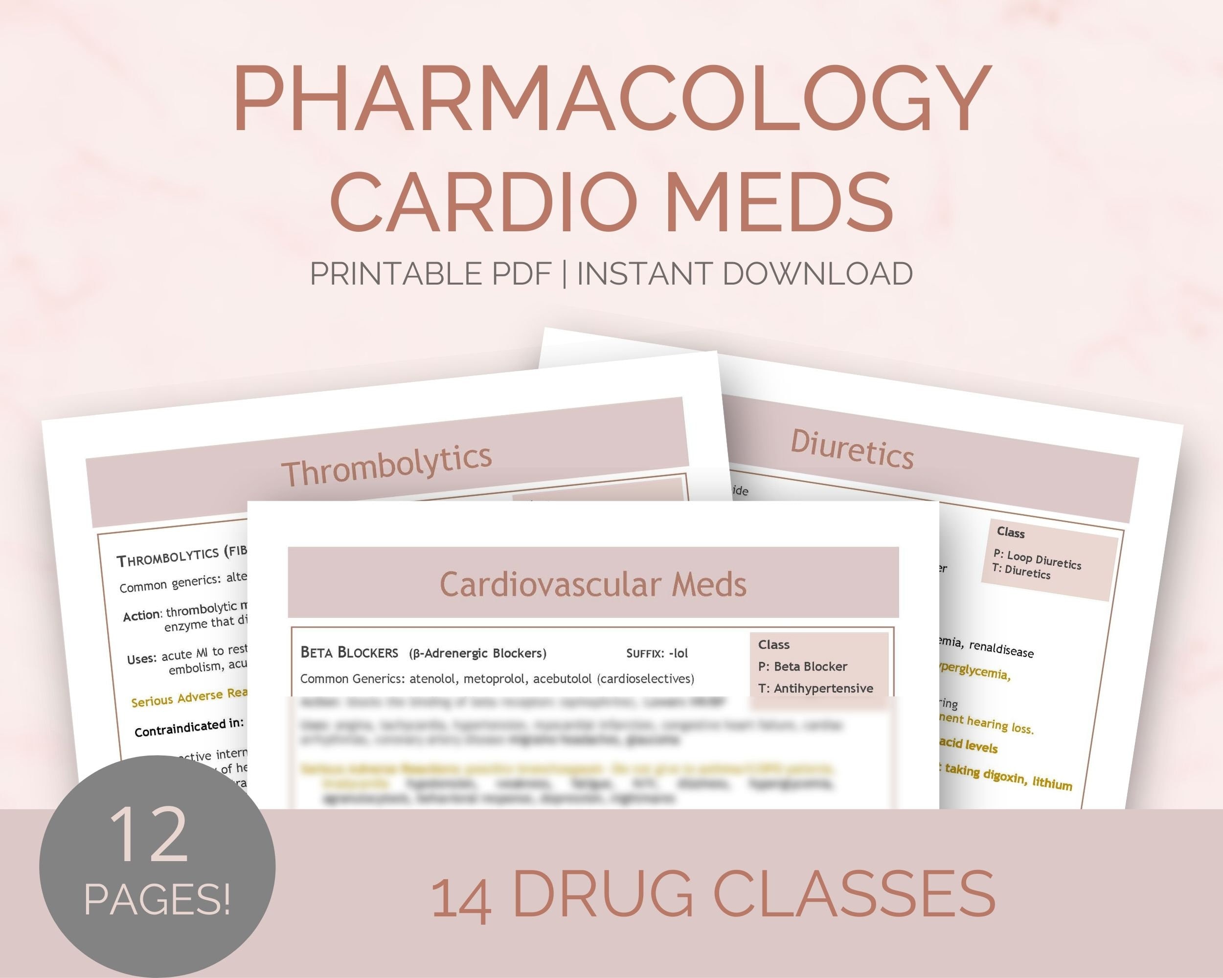 Cardiac Bundle Study Guide for Med Surg | Including Pharmacology and ...