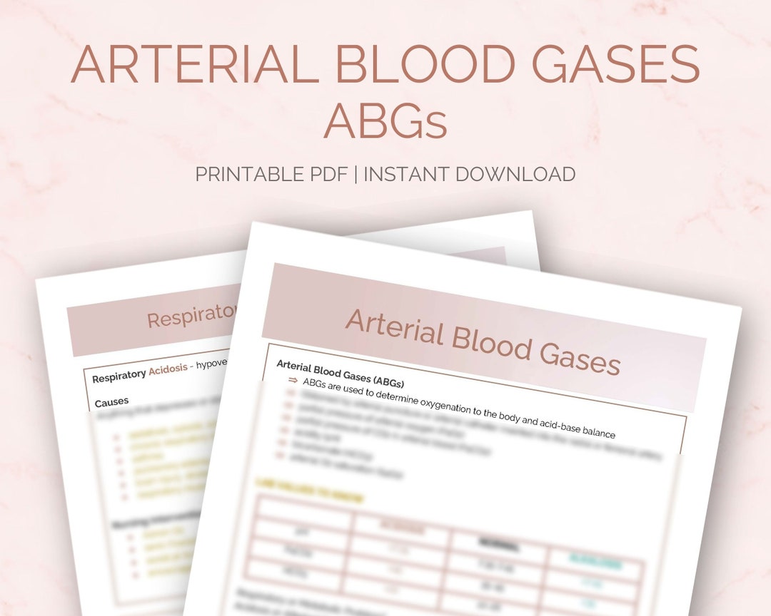 ABG Study Guide | Arterial Blood Gases, Acid-base Balance (PDF) - Etsy