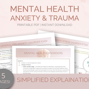 Mental Health Psychiatric Nursing Study Guide | Anxiety, Panic, Post Traumatic Stress Disorder, Generalized Anxiety Disorder | 5 Pages | PDF