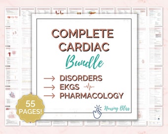 Cardiac Bundle Study Guide for Med Surg | Including Pharmacology and EKG Interpretation & Dysrhythmias | Cardio Meds | Nursing Notes PDF