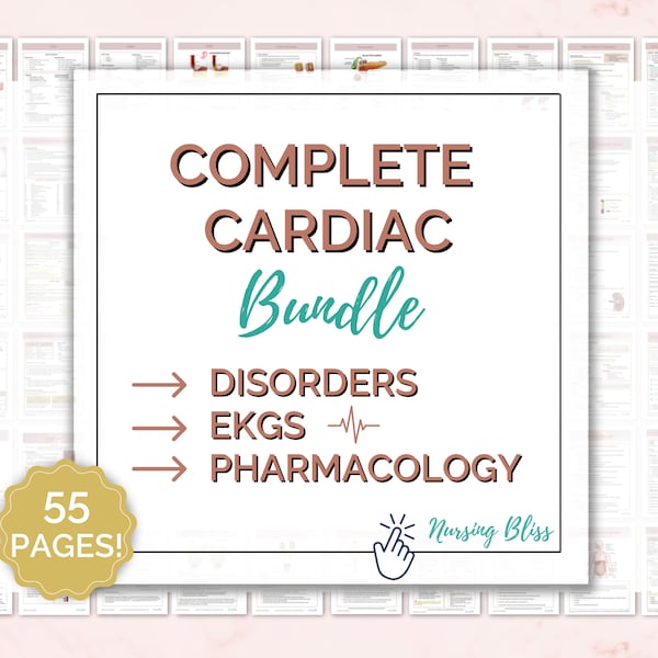 Cardiac Bundle Study Guide for Med Surg | Including Pharmacology and EKG Interpretation & Dysrhythmias | Cardio Meds | Nursing Notes PDF