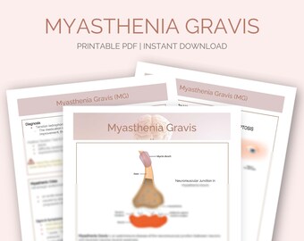Myasthenia Gravis Nursing Study Guide | Med Surg Neurologic Disorder (Digital Download)
