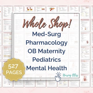 Pacchetto completo di appunti infermieristici Guide di studio / Pacchetto Med Surg, TVP e PAD, ECG ECG / Cardio, farmaci respiratori Tutti i modelli / e molto altro