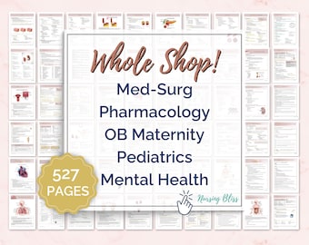 Whole Shop Bundle Nursing Notes Study Guides | Med Surg Bundle, DVT & PAD, EKG ECGs | Cardio, Respiratory Meds All Templates | and Much More