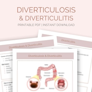 Diverticulosis & Diverticulitis Nursing Study Notes | Student Study Guides | Med Surg | Gastrointestinal System Disorders | Digital Download
