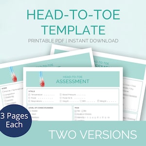 Head to Toe Assessment Template Study Guide | Nursing Checklist | Patient Assessment Sheet | Nurse Survival Guide | Digital Download