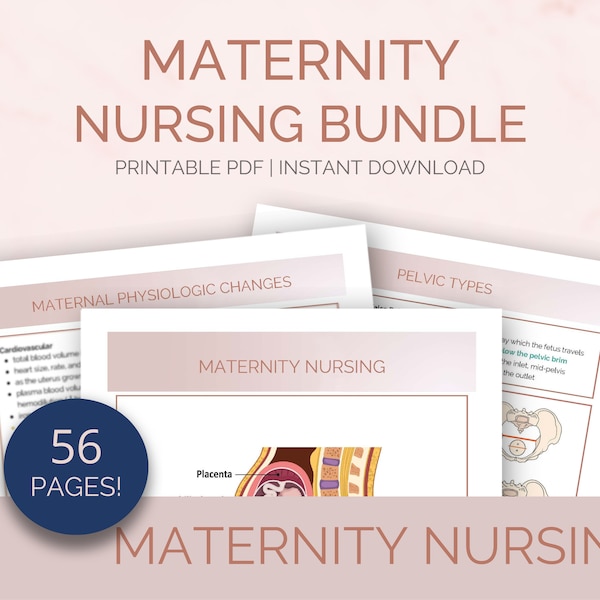 OB & Maternity Nursing Study Guide | Nursing Notes | 56 Pages | Includes Bonus Drug Cards | Much More! | Digital Download | PDF