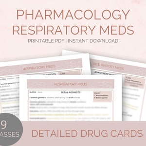 Krankenpflege-Pharmakologie-Atemwegs-Medikamente-Bündel | Studienführer | Nurse Notes | 9 Wirkstoffklassen | | Studienvorlage Konzept Karte inklusive Digital
