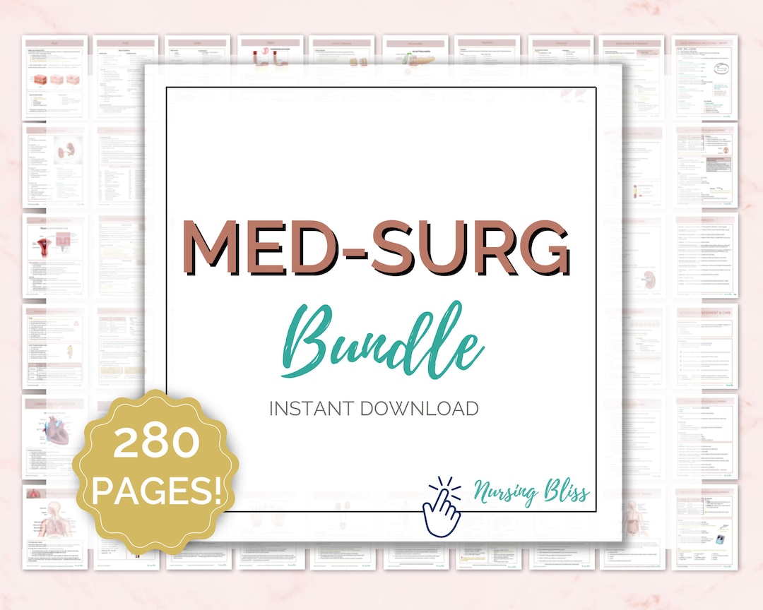 Med Surg Study Guide Bundle Nursing Notes | 280 Pages Ekgs Ecgs, Shock ...