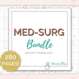 Med Surg Study Guide Bundle Nursing Notes | 280 Pages EKGs ECGs, Shock, Hemodynamics, PVD PAD,  Disorders with A & P Review Digital Download
