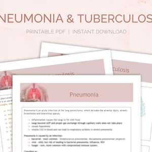 Pneumonia & Tuberculosis | Respiratory Disorders | Nursing Student Notes | Study Guides | TB Test | Med Surg | A and P | Digital Download