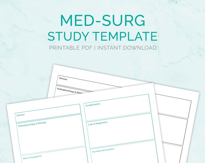 Med Surg Study Template | Patho Nursing Notes Template | Concept Map ...