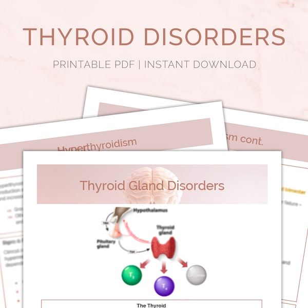 Thyroid Gland Disorders Nursing Notes | Study Guide | Hyper & Hypothyroidism | Thyroid Storm | Graves | Myxedema Coma | Hashimoto's | PDF